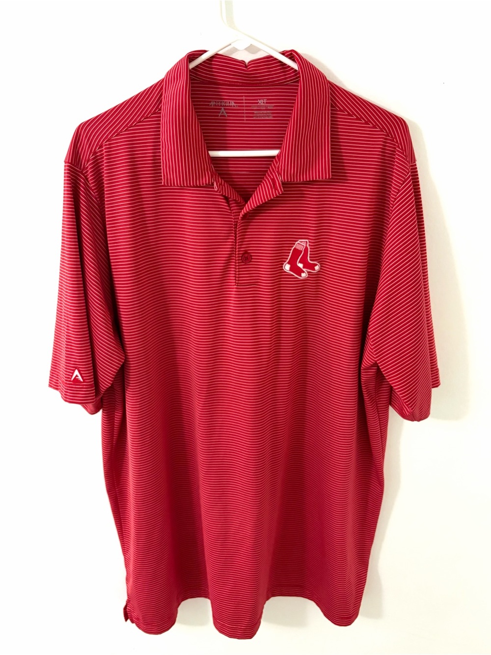 Antigua MLB Boston Red Sox Striped Performance Polo, Size: XLT